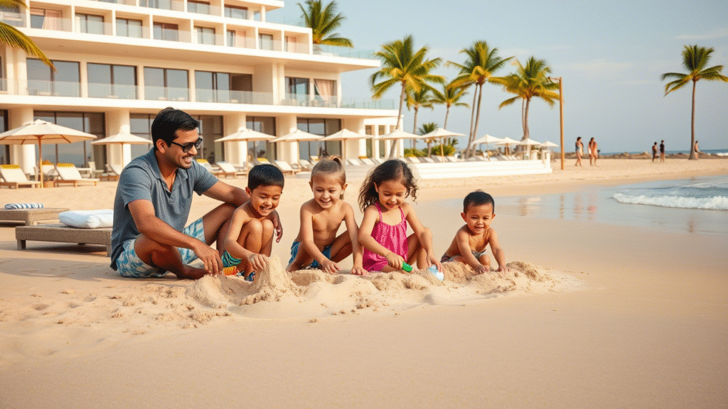 Kids playing in the beach at Passekudah hotels